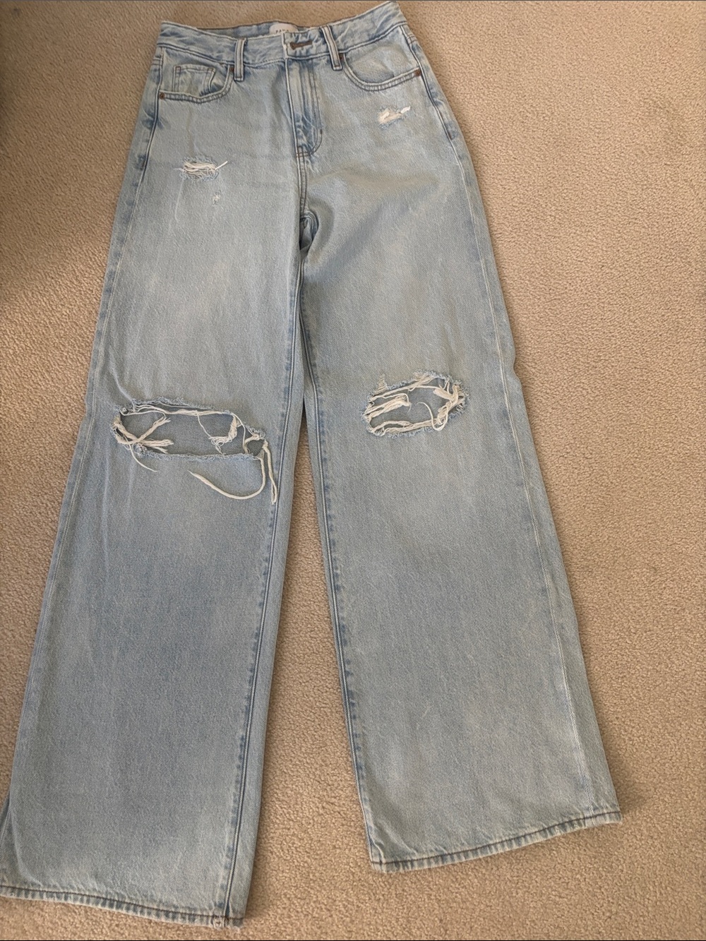 Pacsun Jessie High Rise Baggy Light Blue Distressed Wide-Leg Jeans, size z25